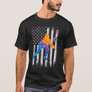 Volleyball Vintage Usa Flag Volleyball Teen Girls  T-Shirt