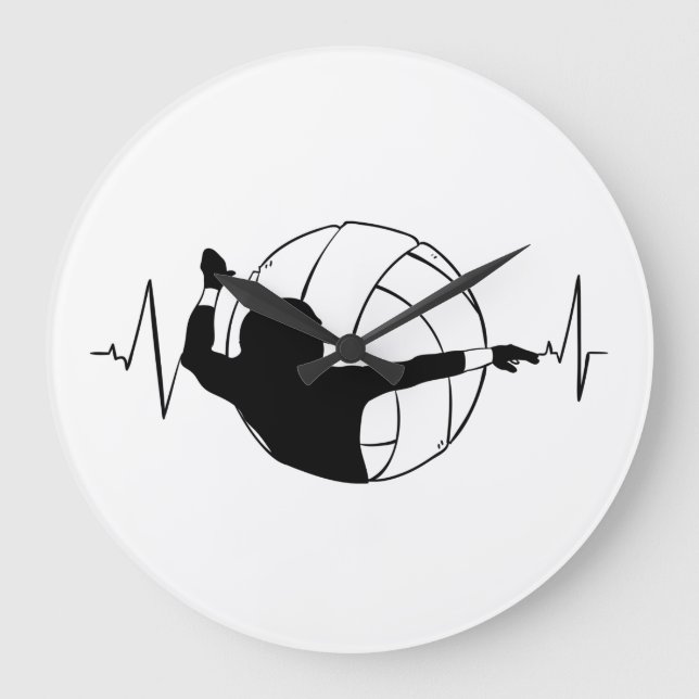 Volleyball - Volleyball Player Heartbeat Large Clock (Front)