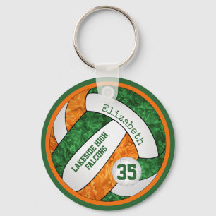 volleyball w orange green team colours name girls keychain