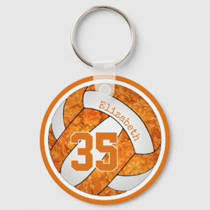 volleyball w orange white team colours number girl keychain