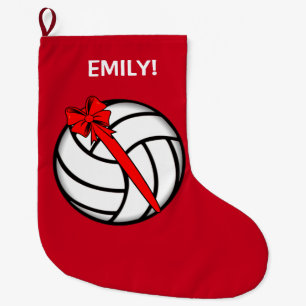 Volleyball with Bow Name Customizable Large Christmas Stocking