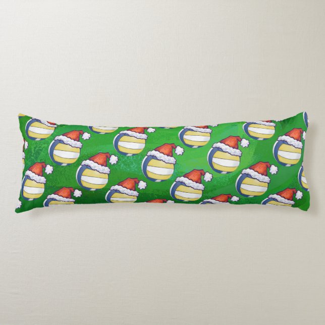 Volleyball with Christmas Hat Body Pillow (Front)