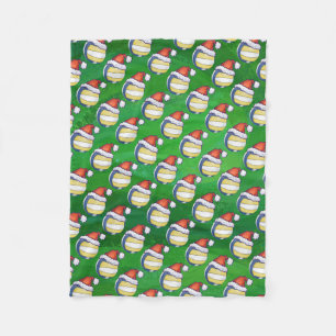 Volleyball with Christmas Hat Fleece Blanket
