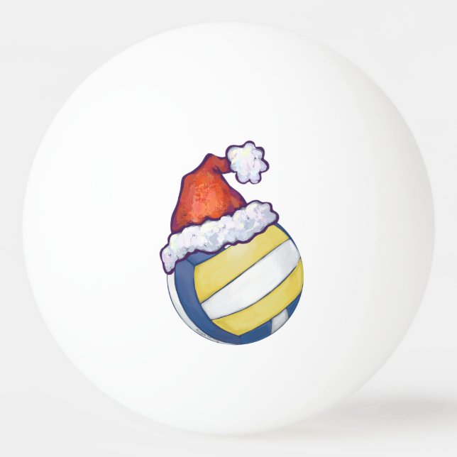 Volleyball with Christmas Hat Ping Pong Ball (Back)