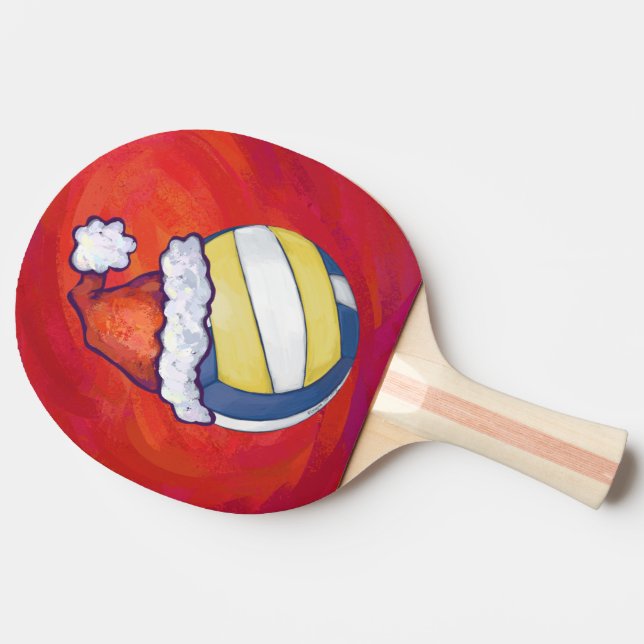Volleyball with Christmas Hat Ping Pong Paddle (Side)