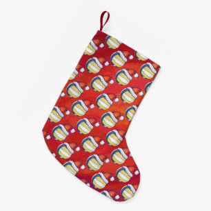 Volleyball with Christmas Hat Small Christmas Stocking
