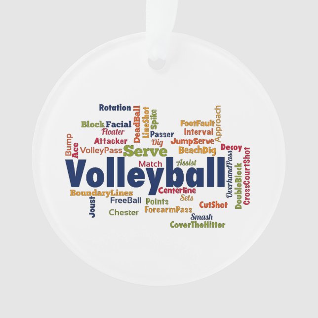 Volleyball Word Cloud Ornament (Front)