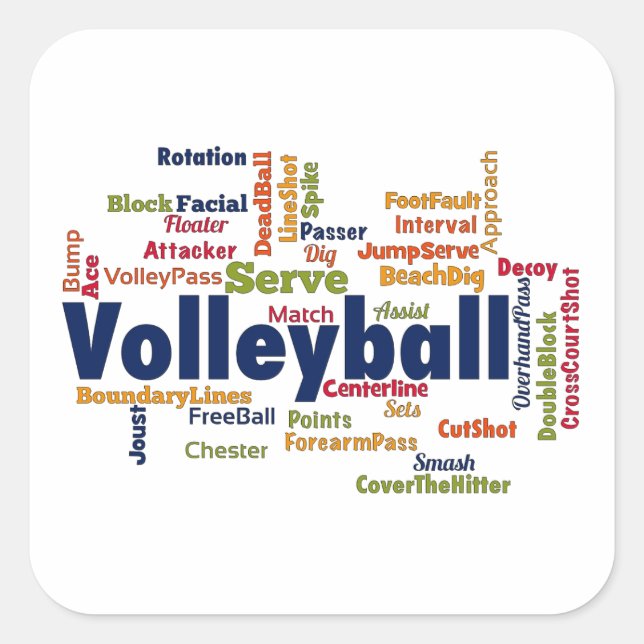 Volleyball Word Cloud Square Sticker (Front)
