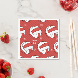 Volleyball Xmas Theme Ball Snowflake & Name Sports Napkin