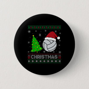 Volleyball Xmas Tree Lighting Ugly Christmas Sweat 2 Inch Round Button
