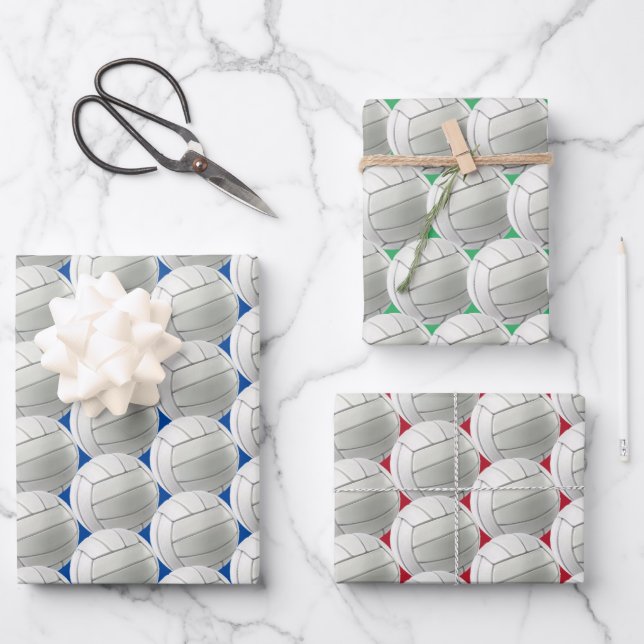 Volleyballs Sport Design Wrapping Paper Sets (Front)