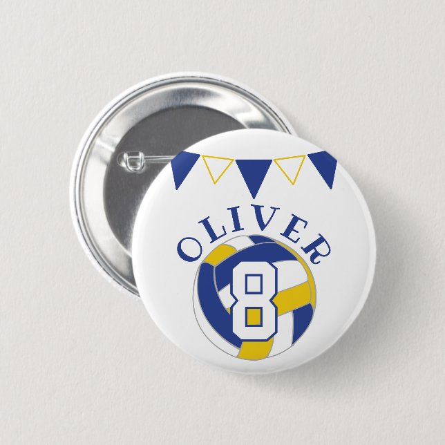Volleybll Ball Bunting Flags Kids Birthday  2 Inch Round Button (Front & Back)
