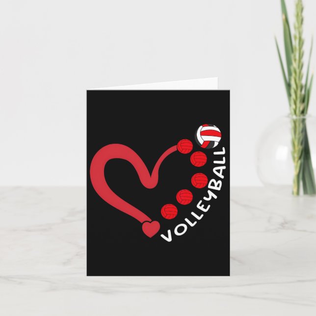 Volleybyll Valentine Day Heart Volleyll Lovers Wom Card (Front)