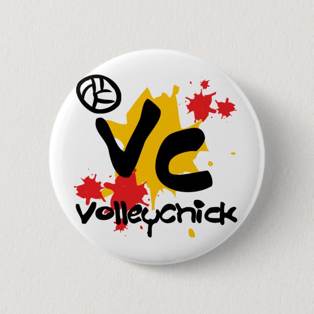 VolleyChick Croobie 2 Inch Round Button (Front)