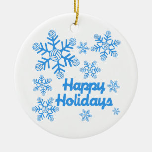 VolleyChick Happy Holidays Snowflake Ceramic Ornament