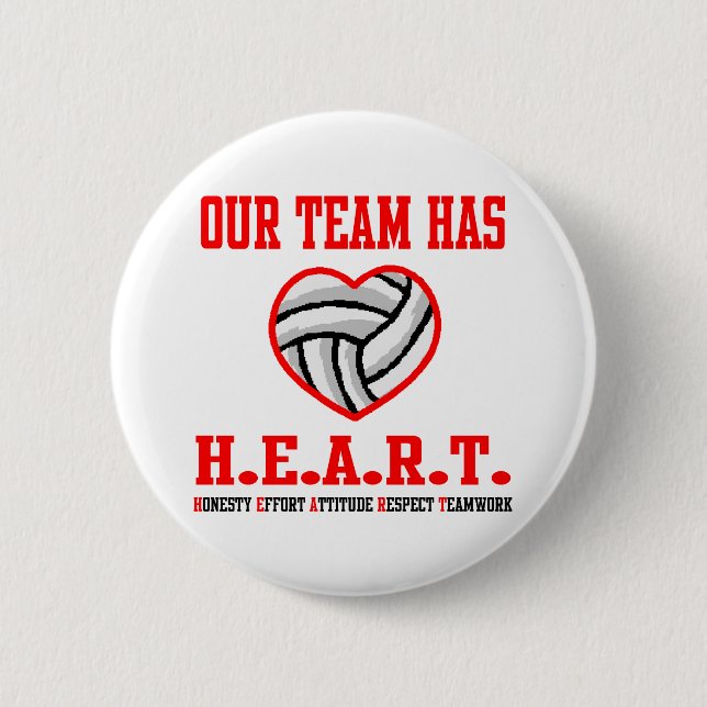 VolleyChick Heart 2 Inch Round Button (Front)