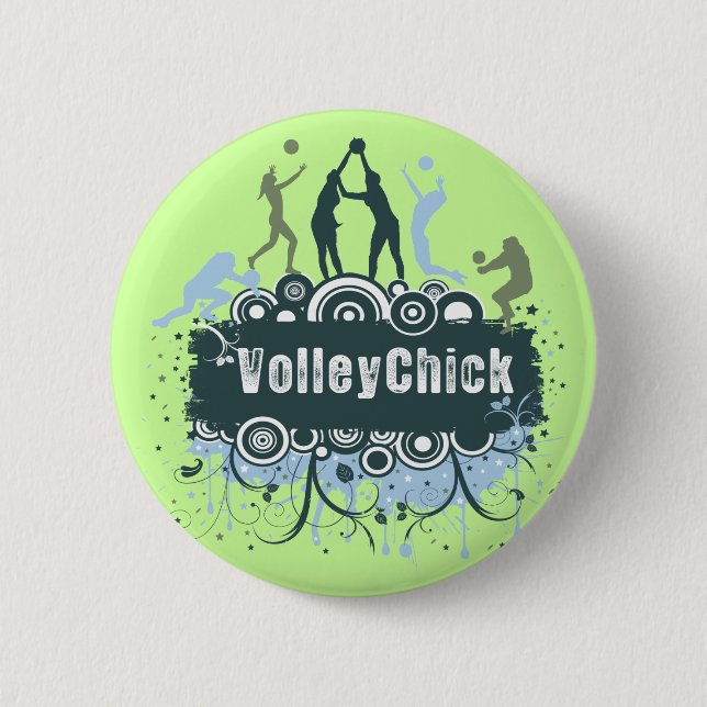 VolleyChick Star Grunge 2 Inch Round Button (Front)