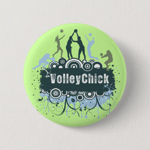 VolleyChick Star Grunge 2 Inch Round Button