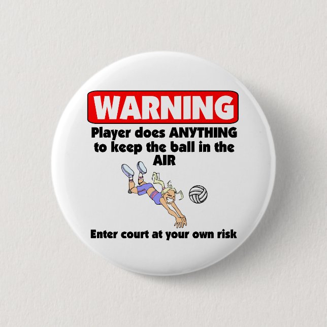 VolleyChick Warning 2 Inch Round Button (Front)