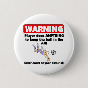 VolleyChick Warning 2 Inch Round Button