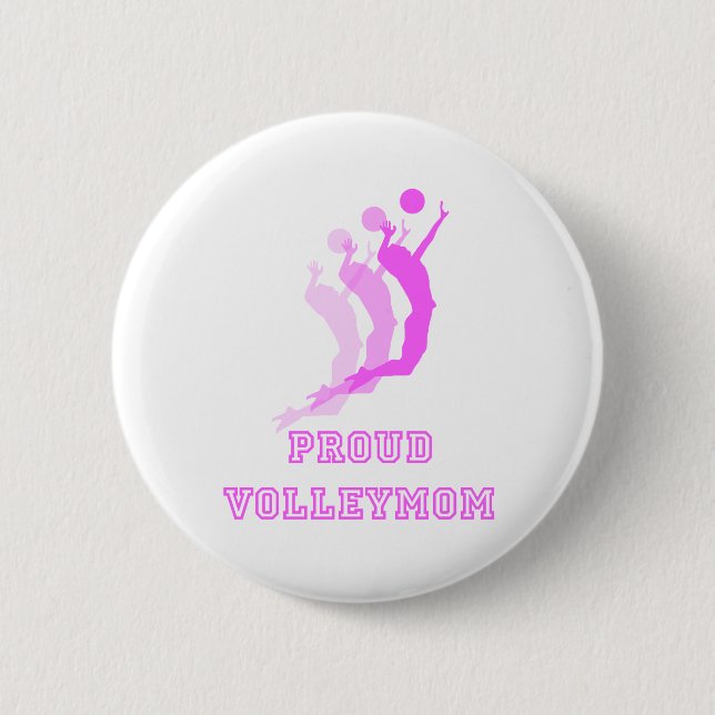 VolleyChickProudMomDark 2 Inch Round Button (Front)