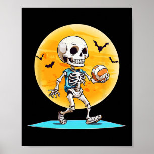 Volleyll Skeleton Scary Volleyll Player Halloween Poster