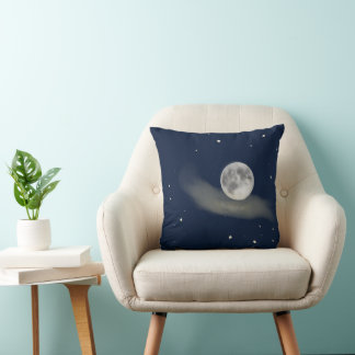 Vollmond am Sternenhimmel  Throw Pillow