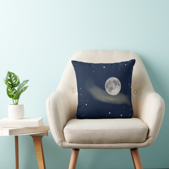 Vollmond am Sternenhimmel  Throw Pillow (Chair)