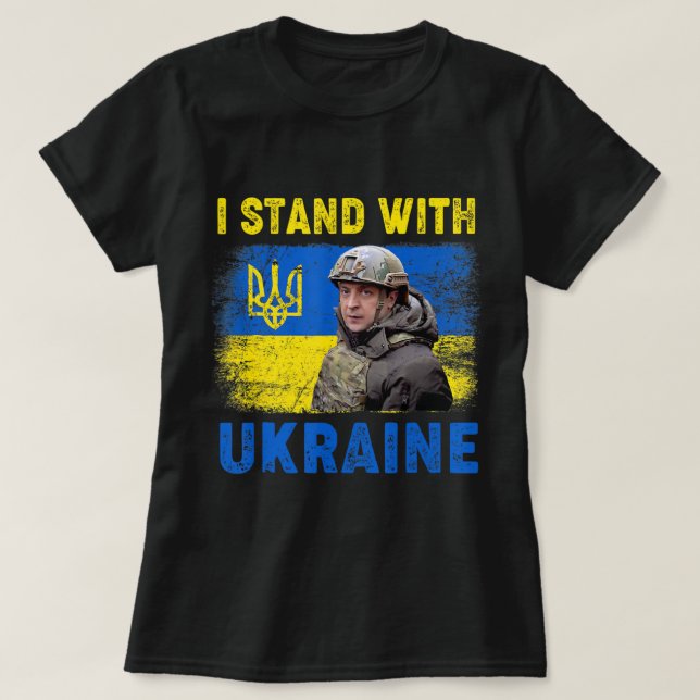 Volodymyr Zelensky I Stand With Ukraine Ukrainian  T-Shirt (Design Front)