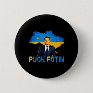 Volodymyr Zelensky Puck Futin Meme I Stand With Uk 2 Inch Round Button
