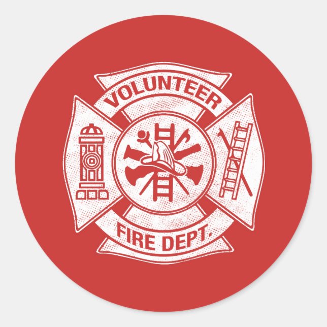 Volontaire Pompier Sticker Rouge (Devant)