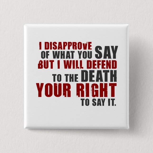 Voltaire Quote (Colour) 2 Inch Square Button (Front)