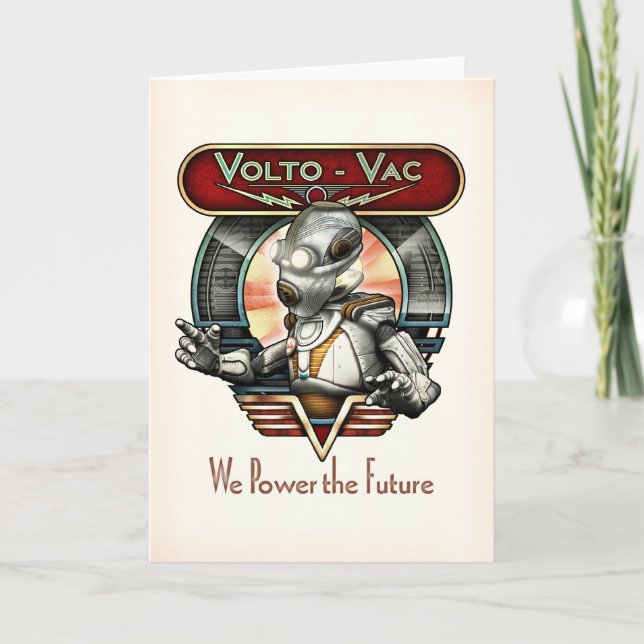 Volto-Vac Retro Robot Greeting Card (Front)