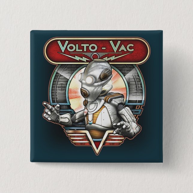 Volto-Vac Retro Robot Square Button (Front)