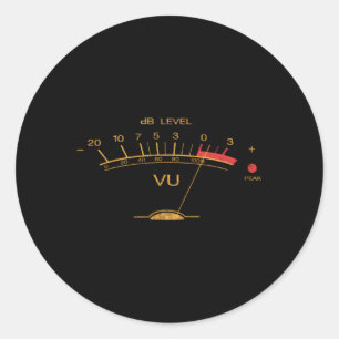 Volume Vu Metre Audio Engineer Recording Studio Classic Round Sticker