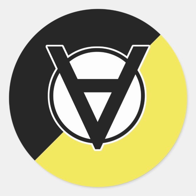 Voluntaryist Original Logo on Black and Yellow Classic Round Sticker (Front)