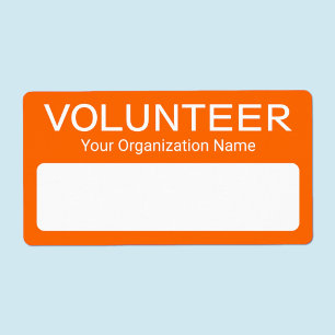 Volunteer Adhesive Label Name Tags Custom Orange