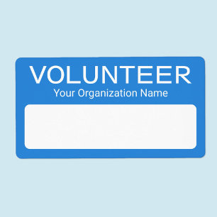 Volunteer Adhesive Name Badges Personalized Blue