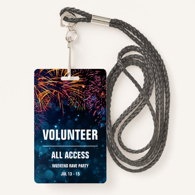 Volunteer All Access Event Pass | Fireworks Finale Badge (Front with Lanyard)