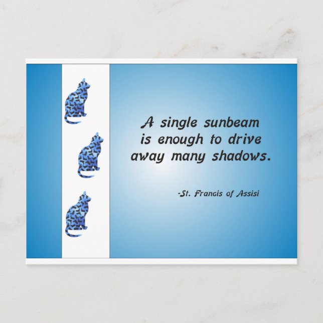 Volunteer Appreciation Cat and Sunbeam Quote Postcard (Front)
