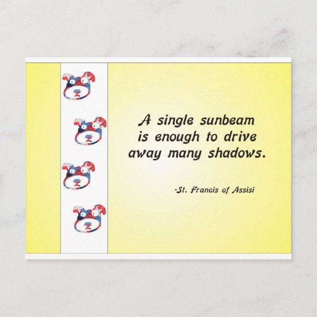 Volunteer Appreciation Dog Face and Sunbeam Quote Postcard (Front)