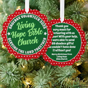 Volunteer Appreciation Paper Ornament - Christmas Card