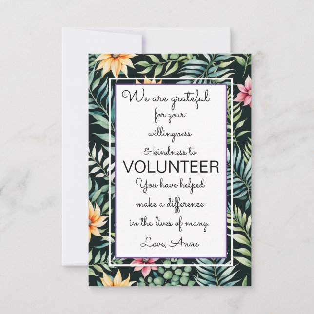 volunteer appreciation week leaf pattern card (Front)