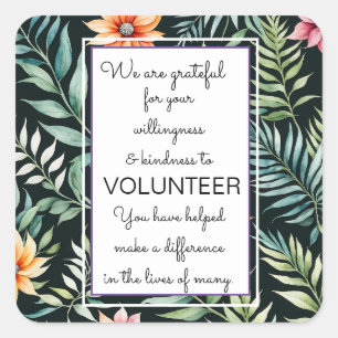 volunteer appreciation week leaf pattern card square sticker