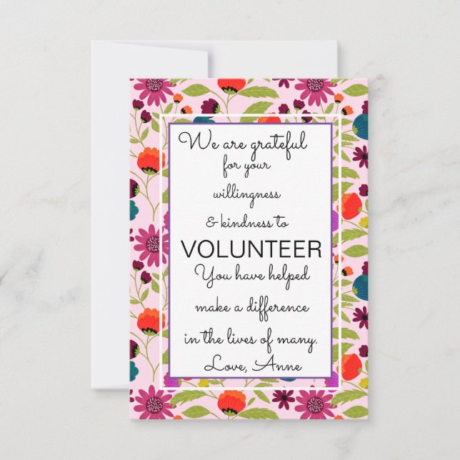 volunteer appreciation week pattern card (Front)