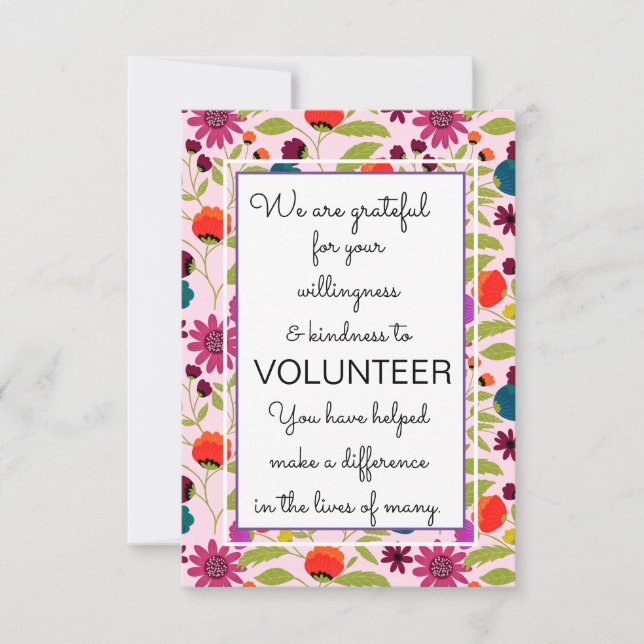 volunteer appreciation week pattern card (Front)