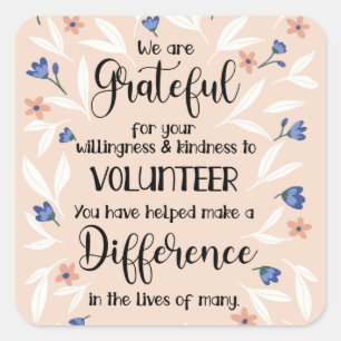 volunteer appreciation week pattern card square sticker