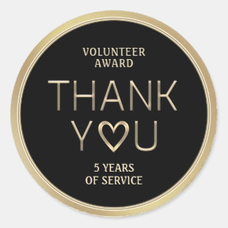 Volunteer Award Thank You for Years of Service Cla Classic Round Sticker