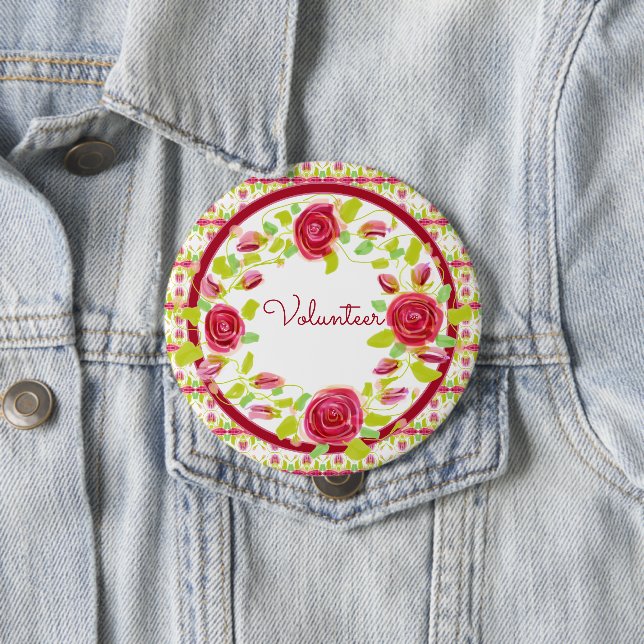 Volunteer badge 4 inch round button (In Situ)