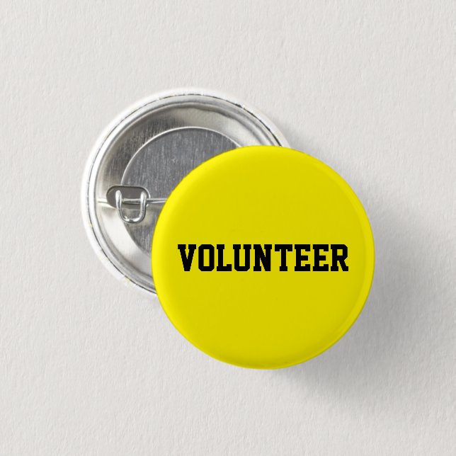 Volunteer Black and Yellow Badge Customized Mini 1 Inch Round Button (Front & Back)